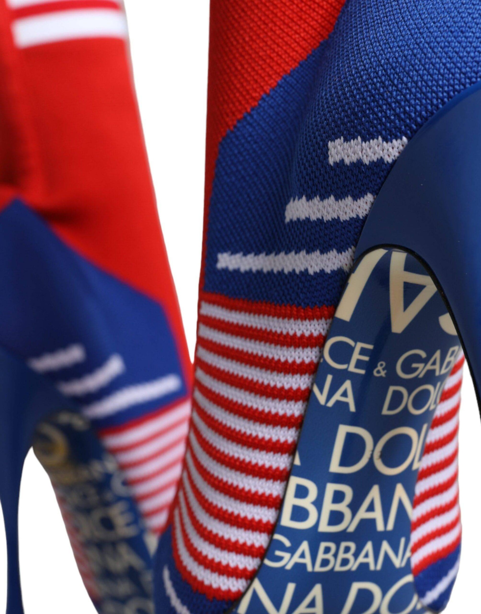Dolce & Gabbana Red Blue Stretch Sock Style Ankle Boots Logo Shoes - ACCEXO