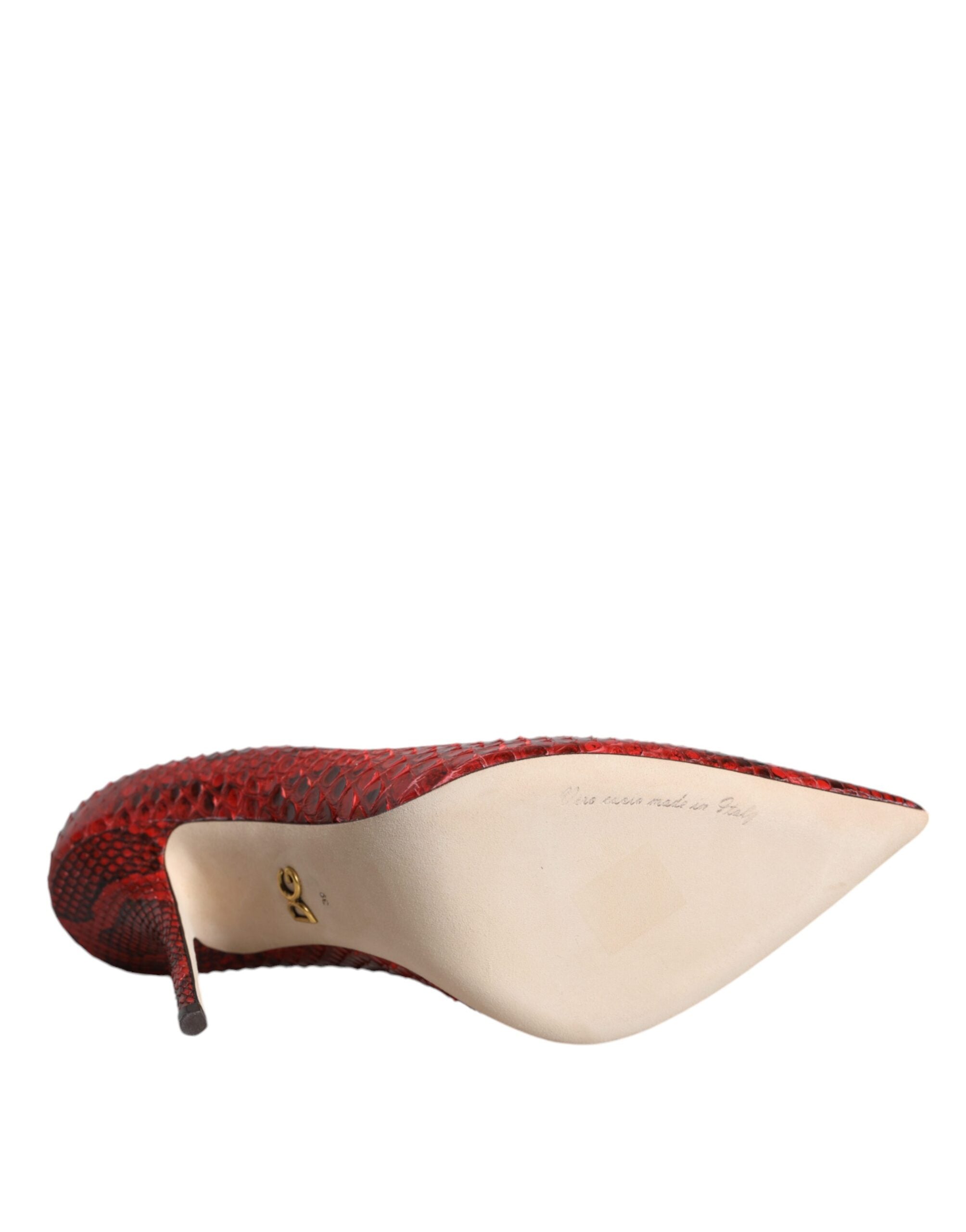 Dolce & Gabbana Red Leather Stiletto High Heels Pumps Shoes - ACCEXO