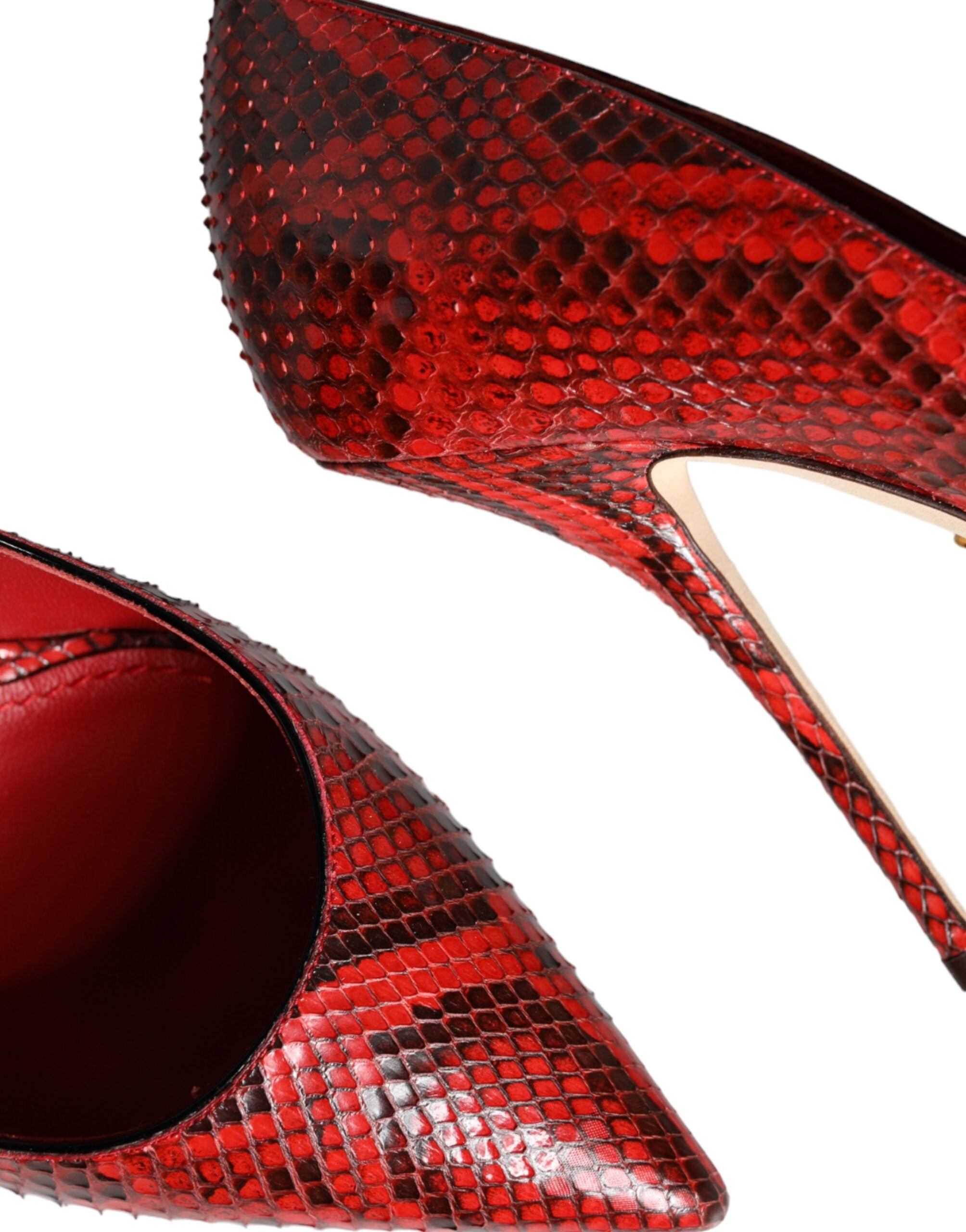 Dolce & Gabbana Red Leather Stiletto High Heels Pumps Shoes - ACCEXO