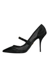 Dolce & Gabbana Black Mesh Mary Jane Crystal Heel Pumps Shoes