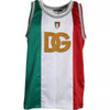 Dolce & Gabbana White Green Sleeveless Top Italian Flag Basket T-shirt