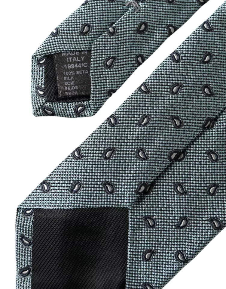 Dolce & Gabbana Green 100% Silk Patterned Adjustable Men Tie - ACCEXO