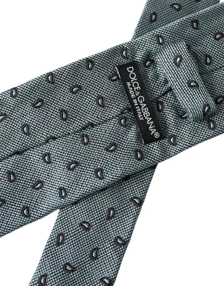 Dolce & Gabbana Green 100% Silk Patterned Adjustable Men Tie - ACCEXO
