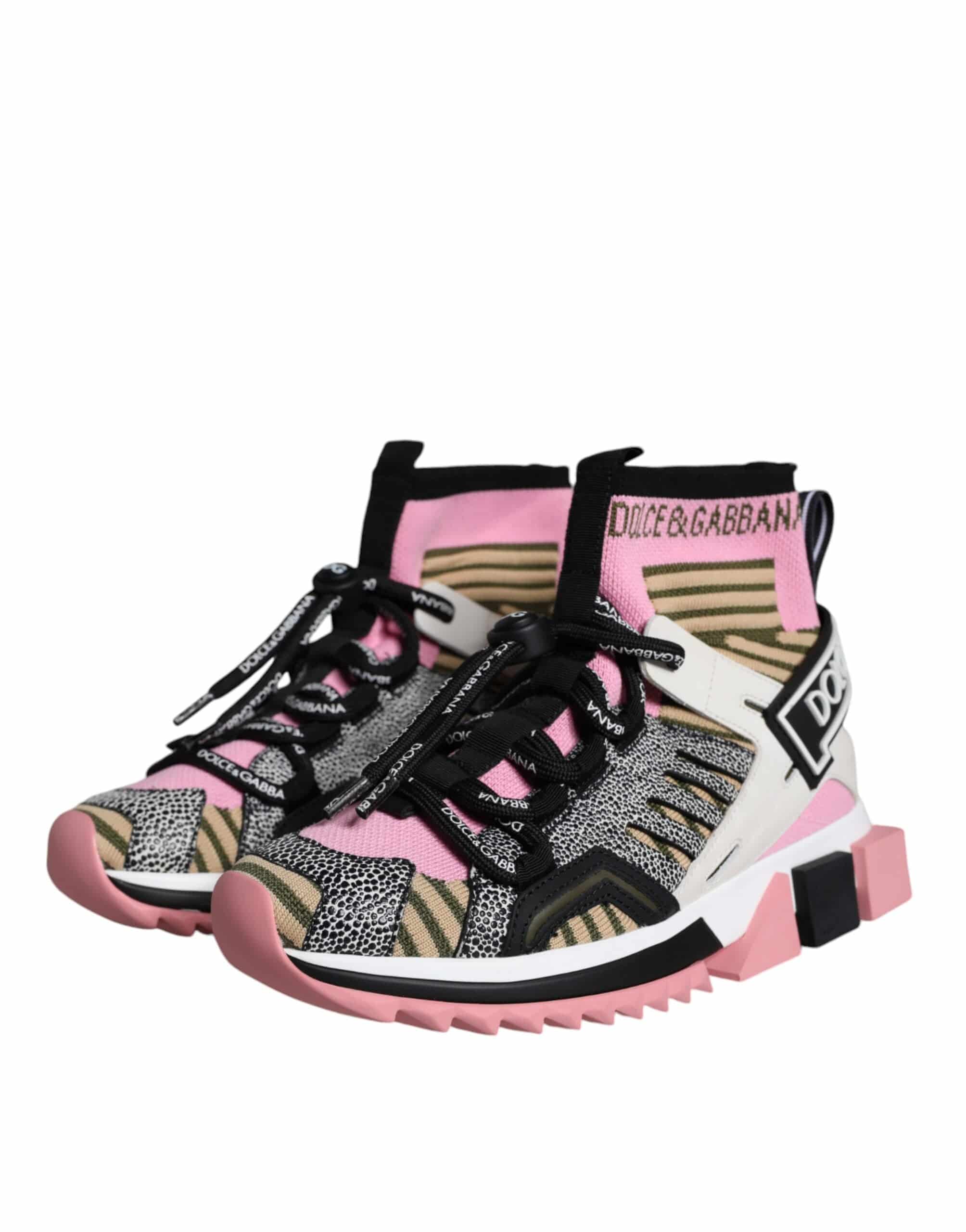 Dolce & Gabbana Multicolor Sorrento Socks Logo Sneakers Shoes - ACCEXO