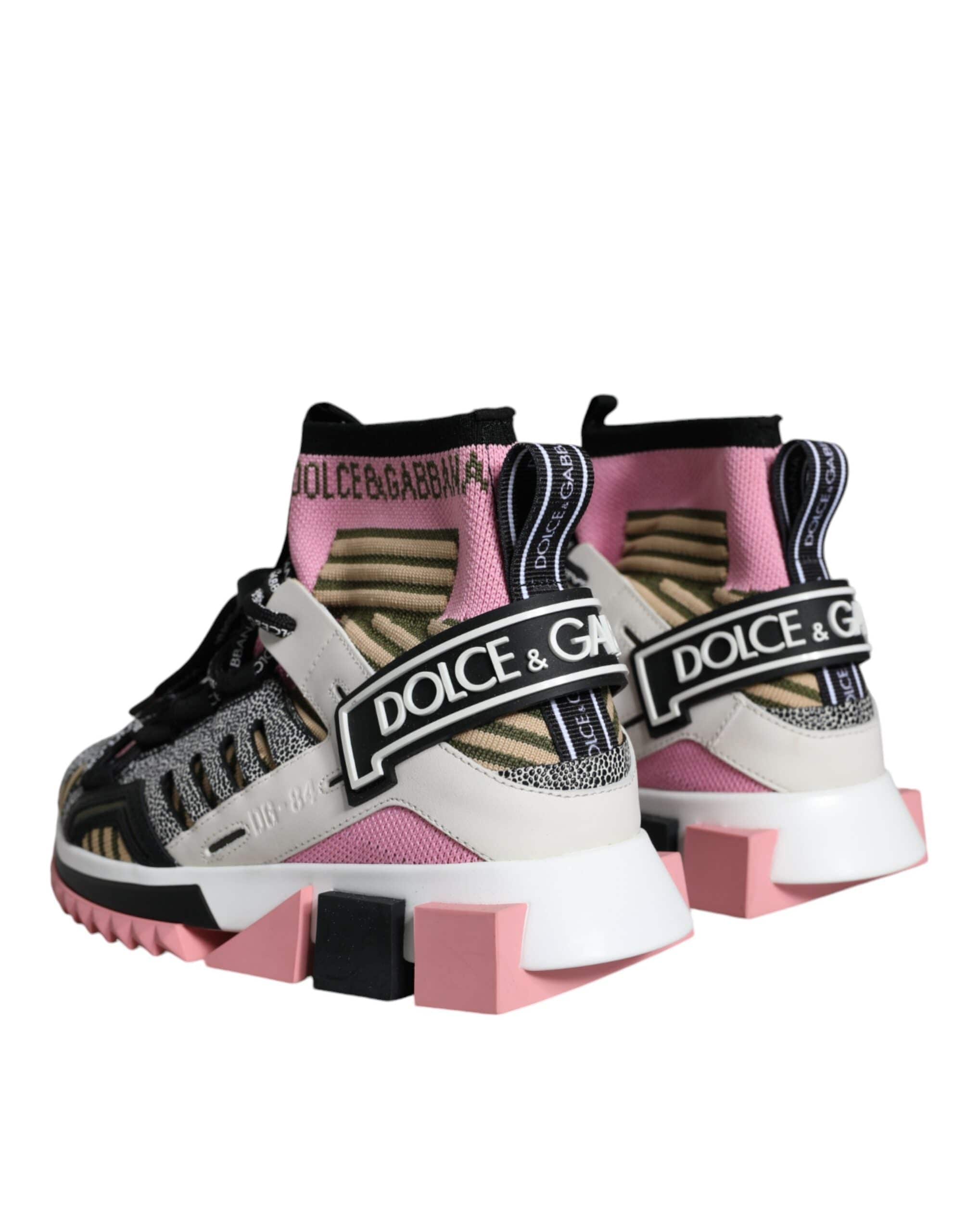 Dolce & Gabbana Multicolor Sorrento Socks Logo Sneakers Shoes - ACCEXO