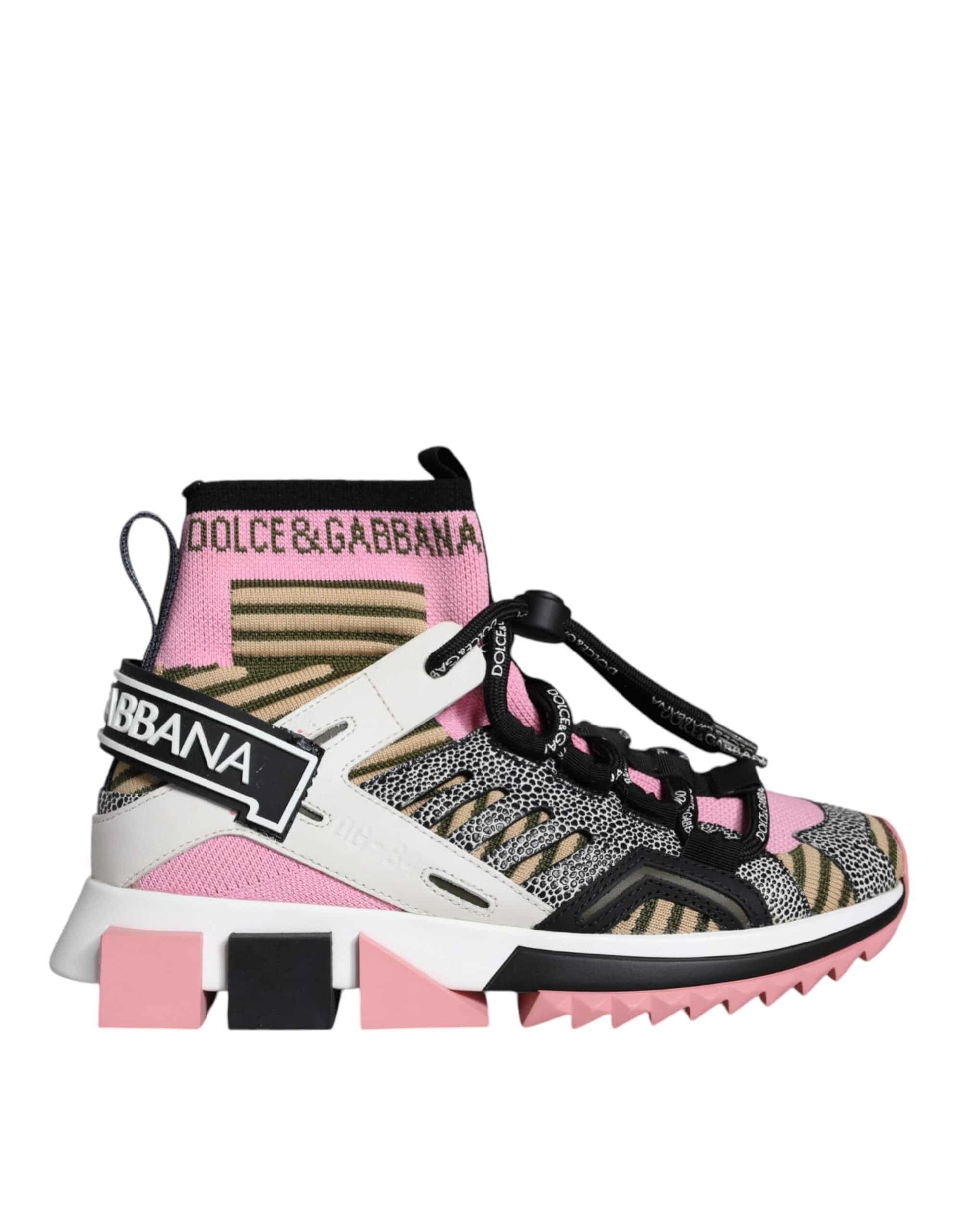 Dolce & Gabbana Multicolor Sorrento Socks Logo Sneakers Shoes - ACCEXO