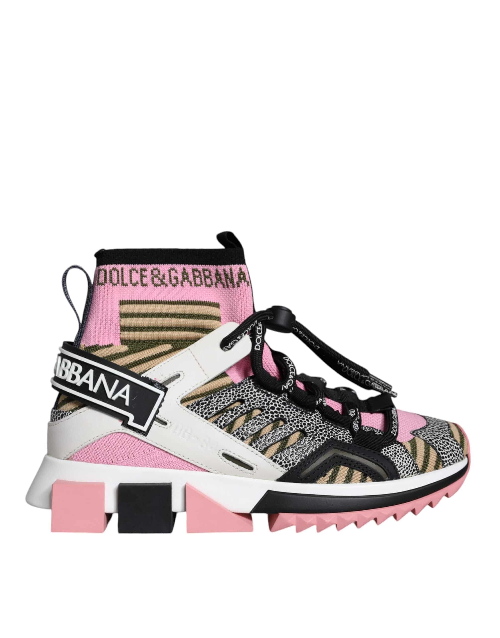 Dolce & Gabbana Multicolor Sorrento Socks Logo Sneakers Shoes - ACCEXO