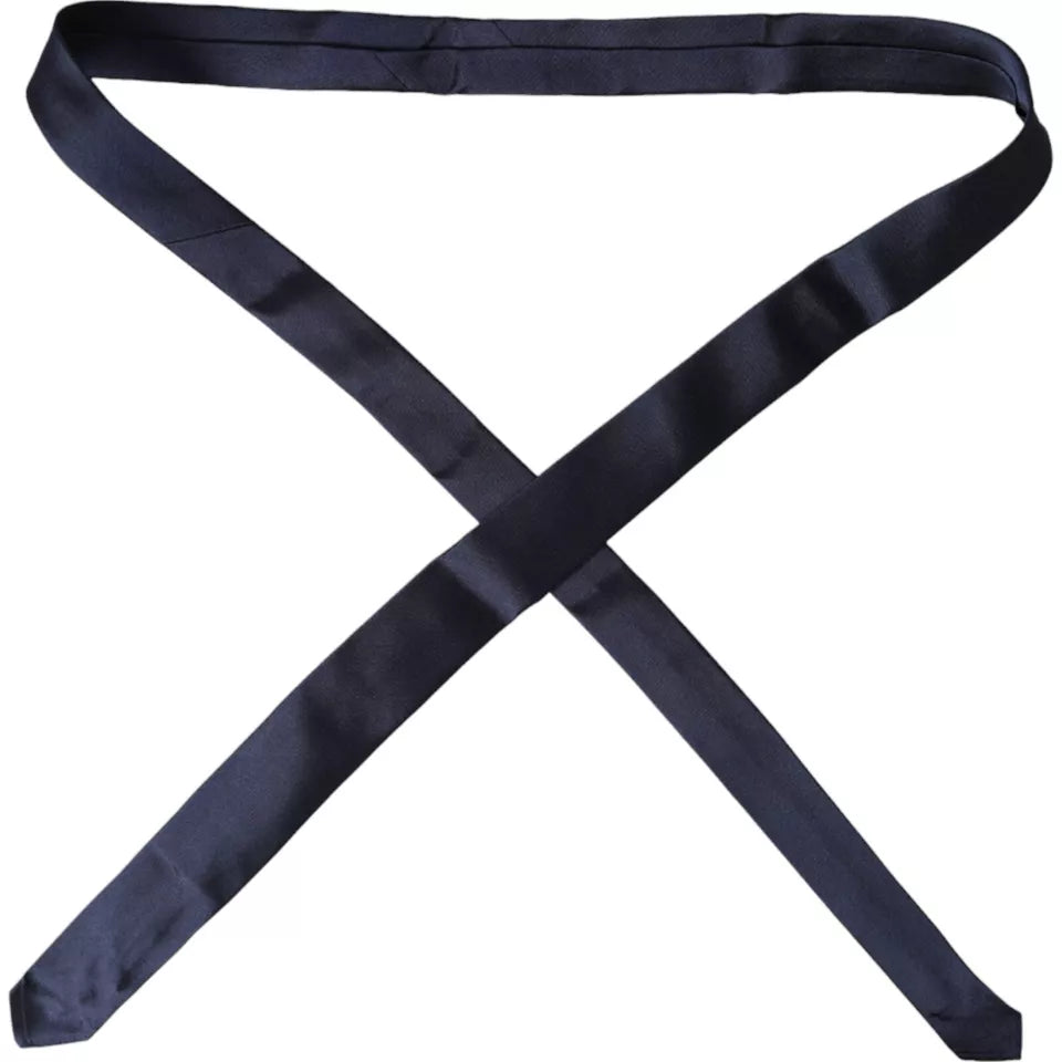 Dolce & Gabbana Dark Blue Silk Skinny Adjustable Tie - ACCEXO