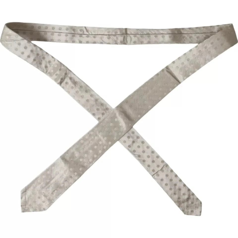 Dolce & Gabbana Beige Dotted Silk Classic Adjustable Men Tie - ACCEXO