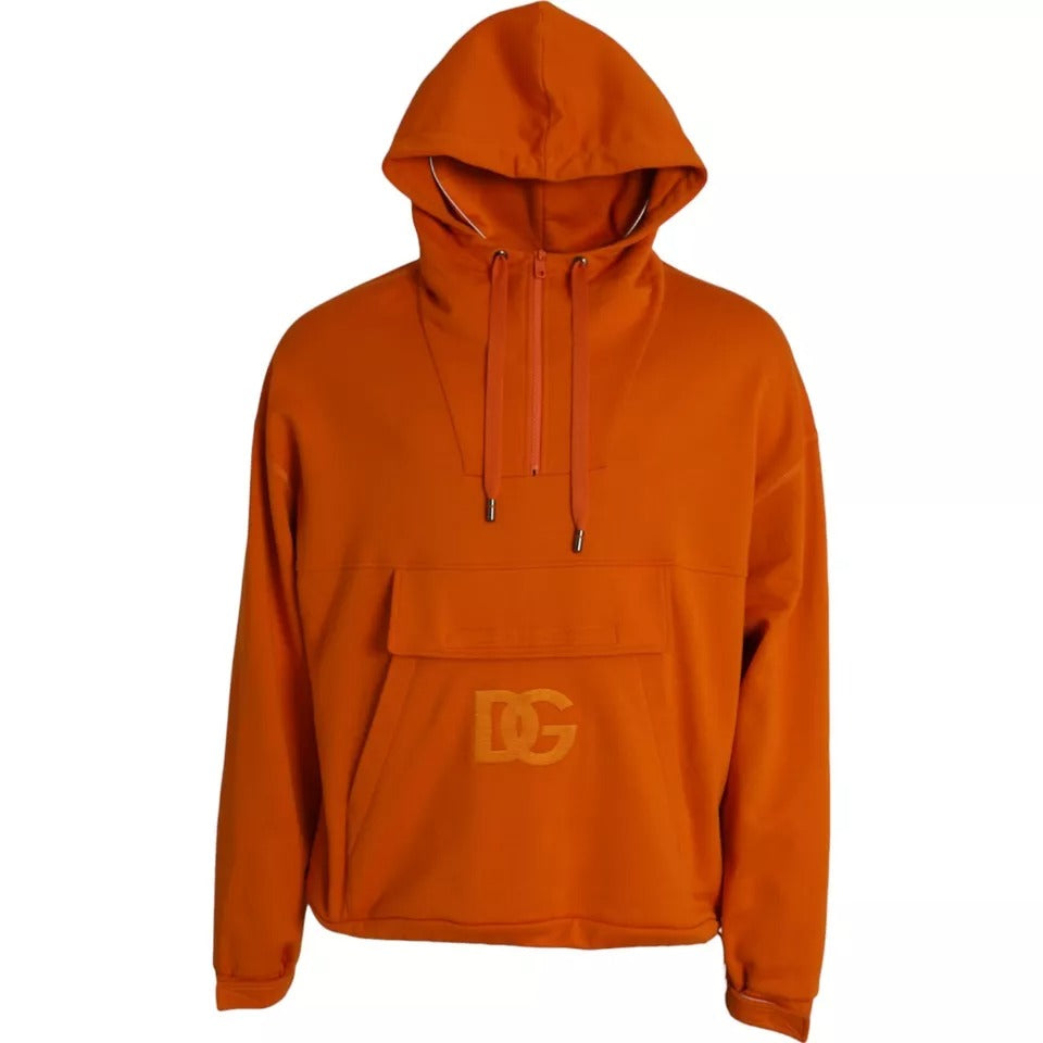 Dolce & Gabbana Orange Hooded Pullover Sweatshirt Sweater - ACCEXO