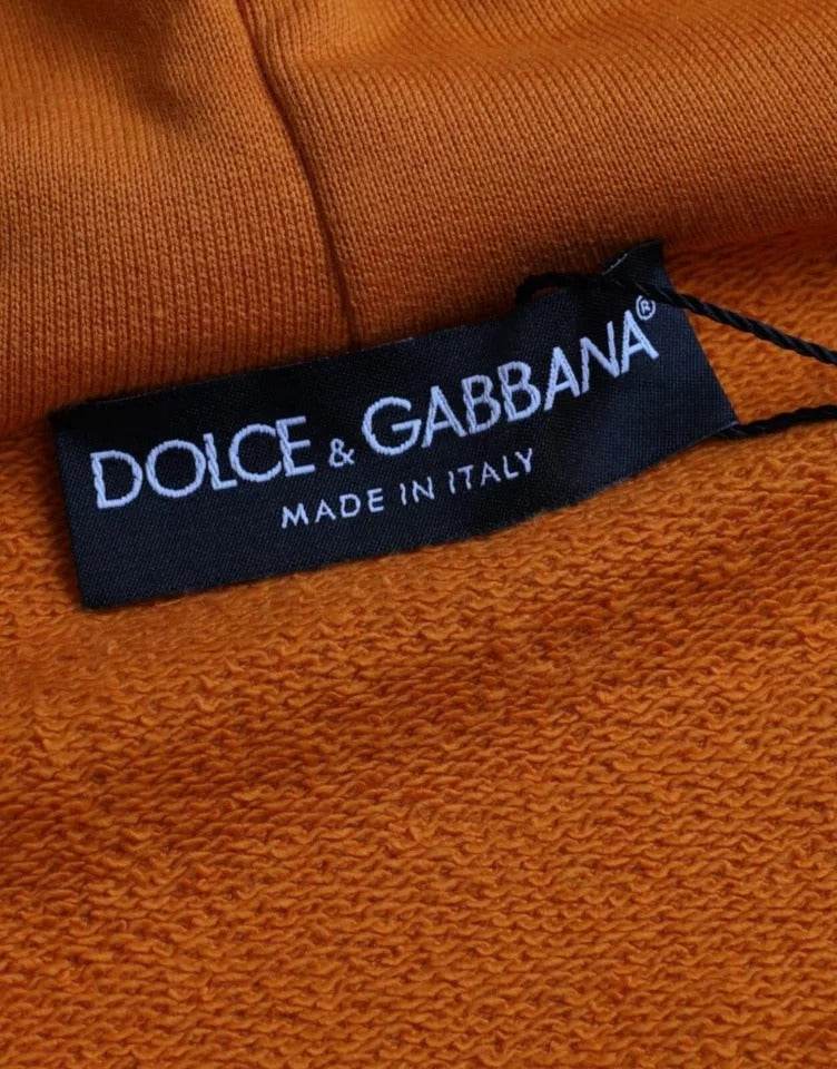 Dolce & Gabbana Orange Hooded Pullover Sweatshirt Sweater - ACCEXO