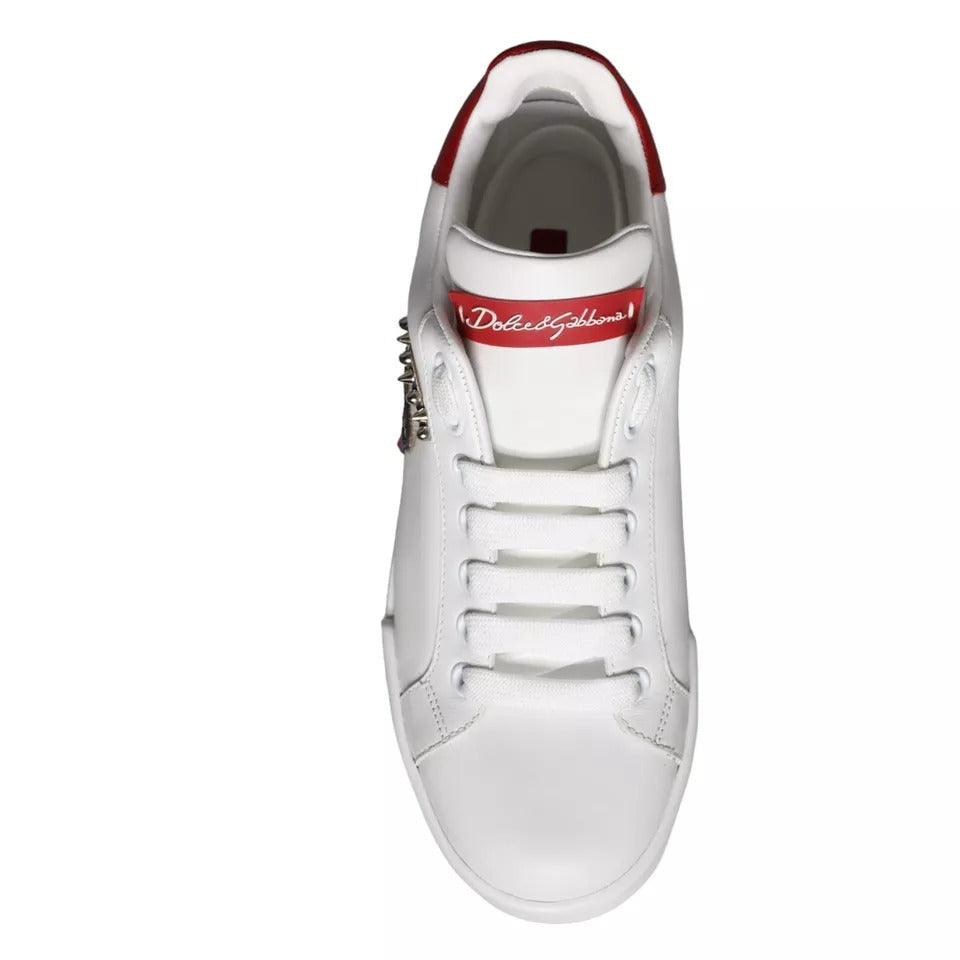 Dolce & Gabbana White Patch Calfskin Nappa Portofino Sneakers Shoes - ACCEXO