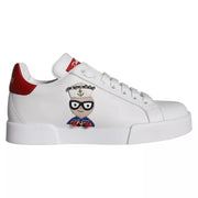 Dolce & Gabbana White Patch Calfskin Nappa Portofino Sneakers Shoes - ACCEXO