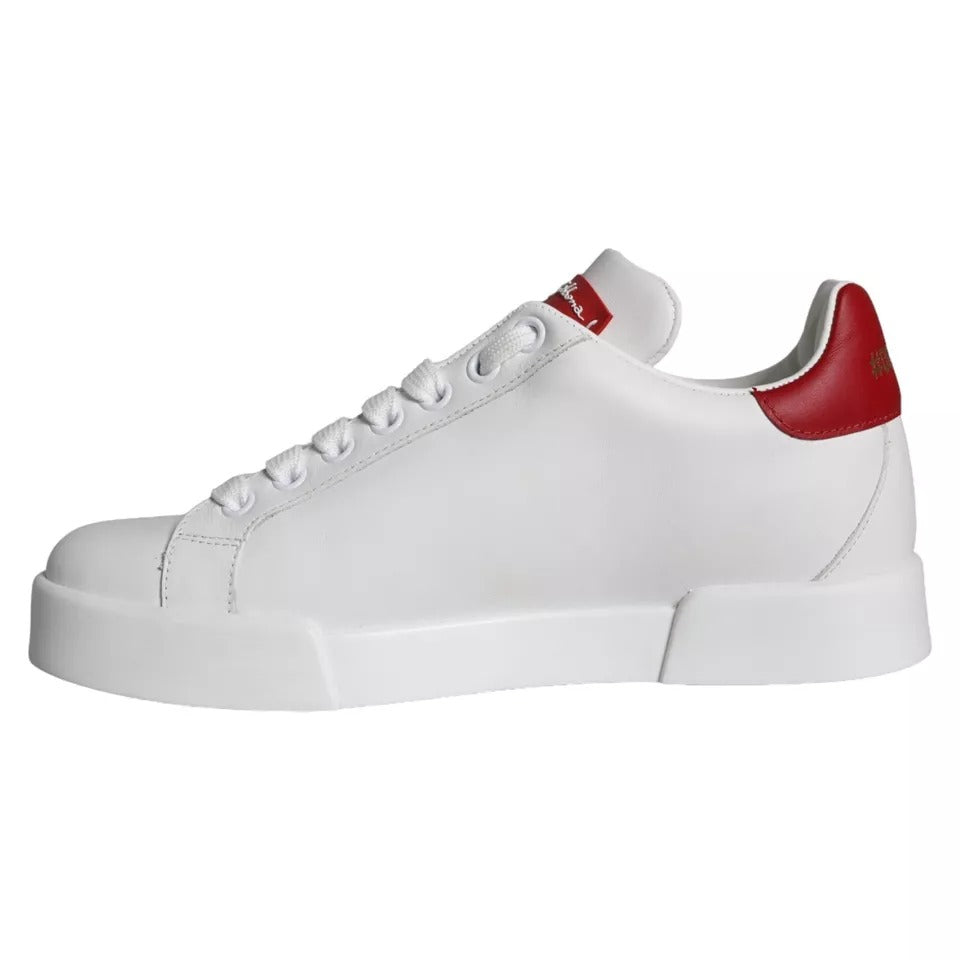Dolce & Gabbana White Patch Calfskin Nappa Portofino Sneakers Shoes - ACCEXO