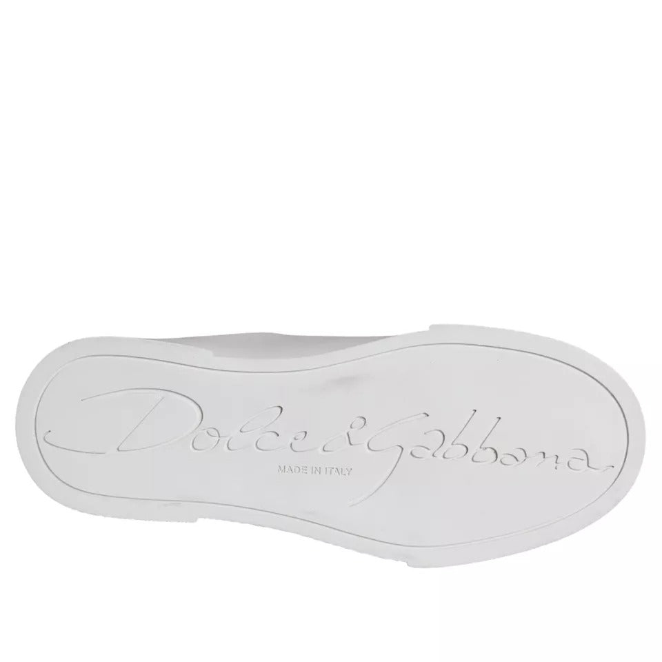 Dolce & Gabbana White Patch Calfskin Nappa Portofino Sneakers Shoes - ACCEXO