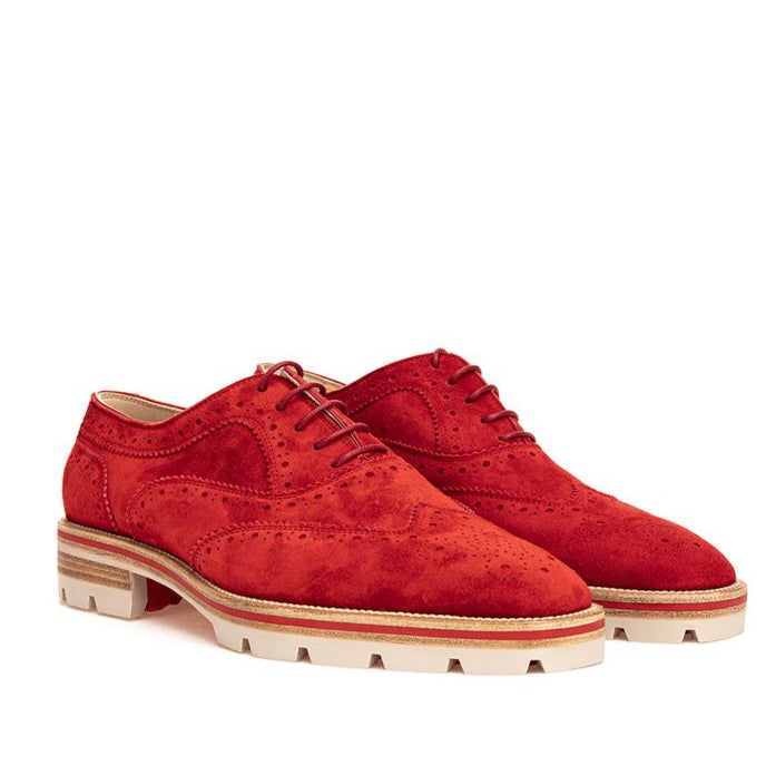 Christian Louboutin Red Suede Flat Shoe - ACCEXO