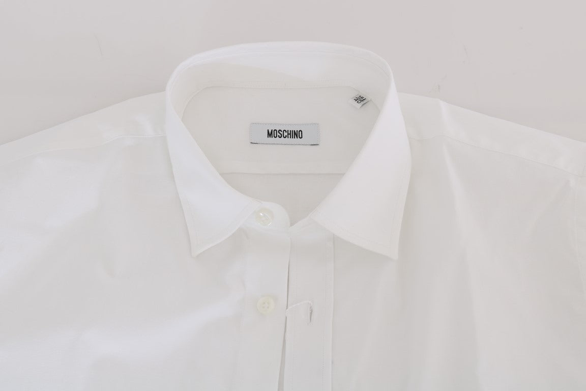 Moschino Elegant White Slim-Fit Cotton Shirt - ACCEXO