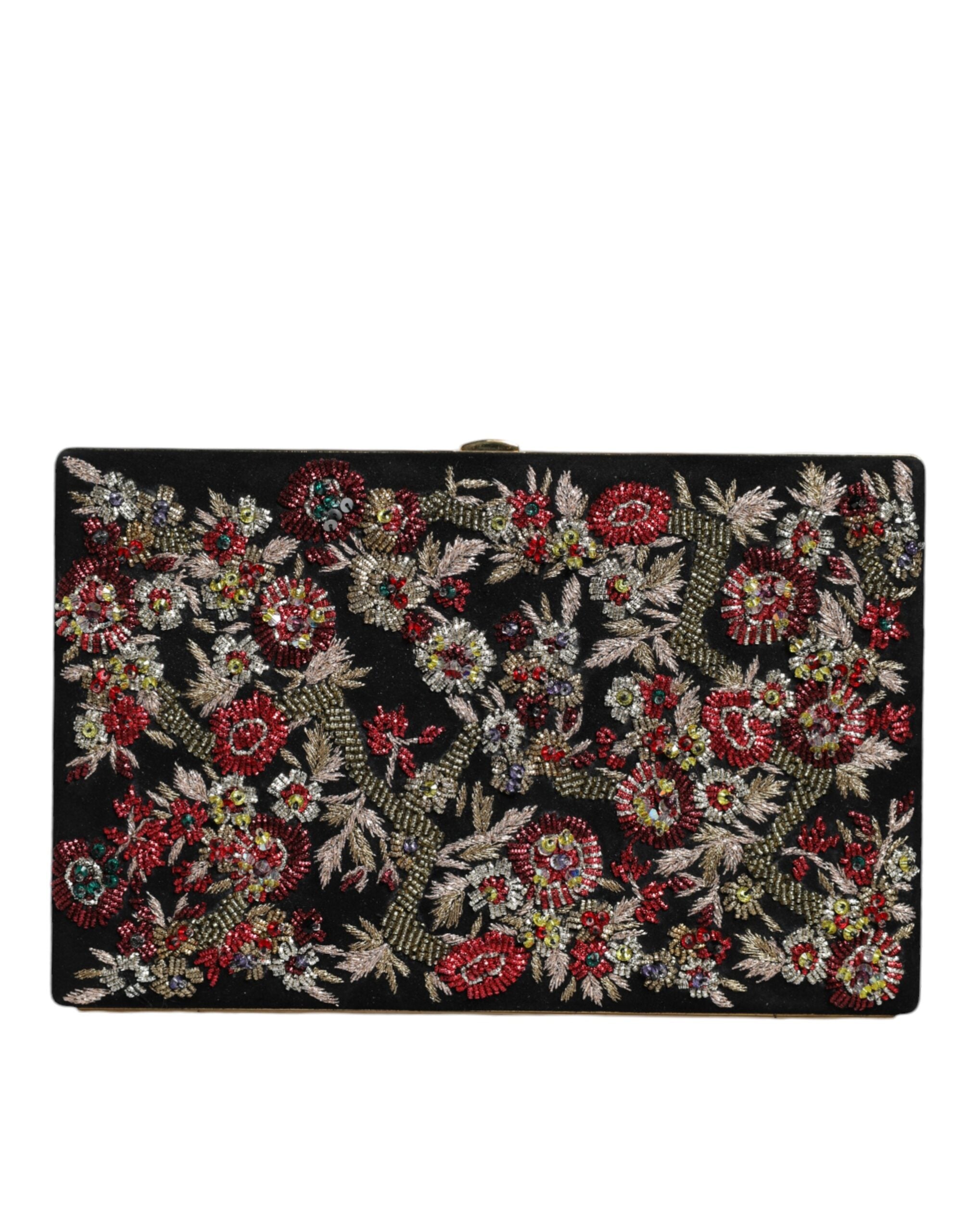 Dolce & Gabbana Multicolor Floral Gold Frame Clutch Evening Purse Bag - ACCEXO
