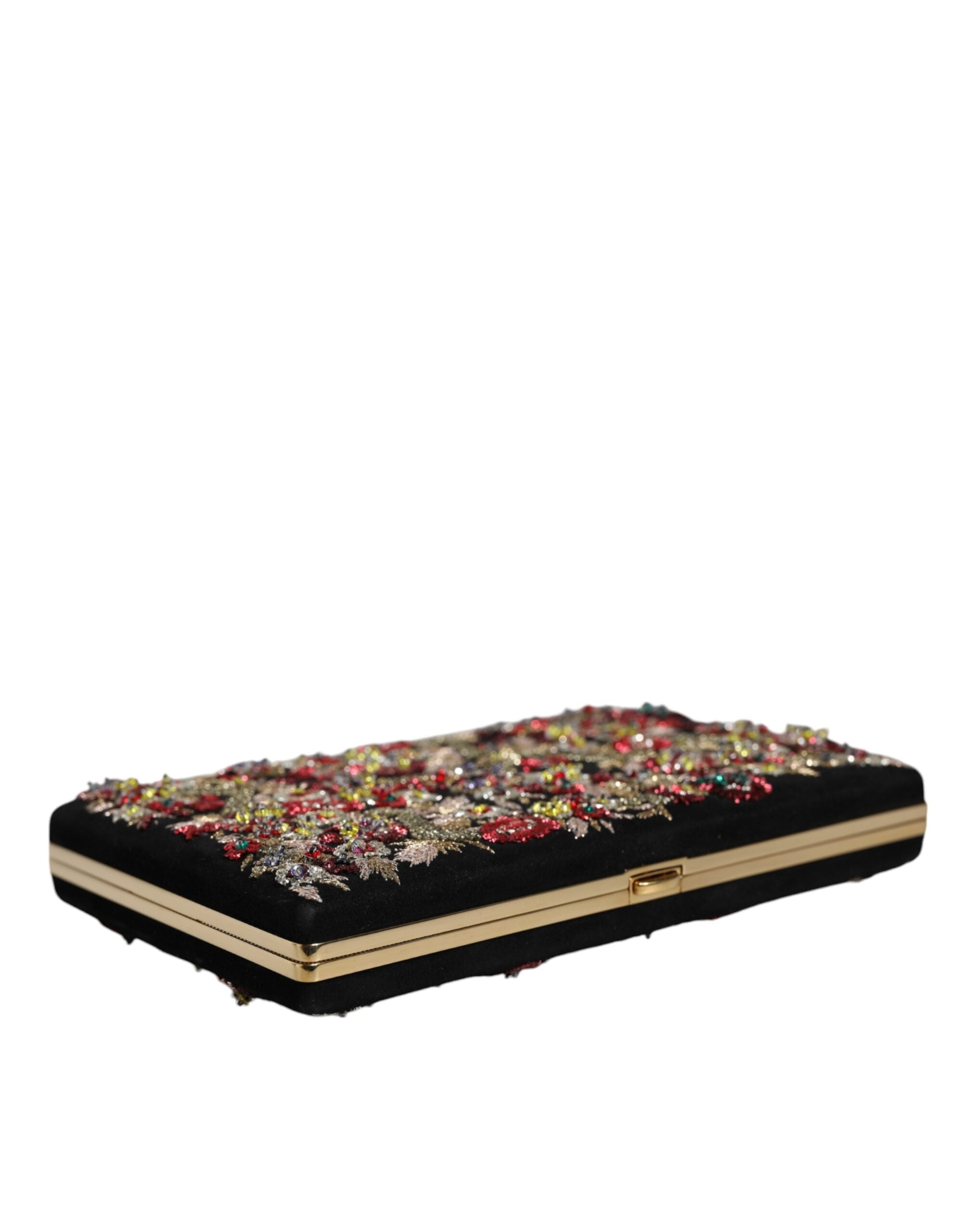 Dolce & Gabbana Multicolor Floral Gold Frame Clutch Evening Purse Bag - ACCEXO