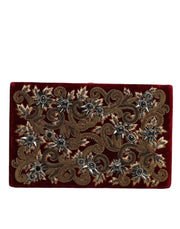Dolce & Gabbana Red Velvet Gold Frame Clutch Evening Party Purse Bag - ACCEXO