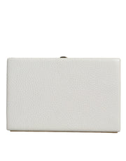 Dolce & Gabbana White Leather Gold Frame Clutch Evening Party Purse Bag - ACCEXO