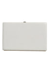 Dolce & Gabbana White Leather Gold Frame Clutch Evening Party Purse Bag