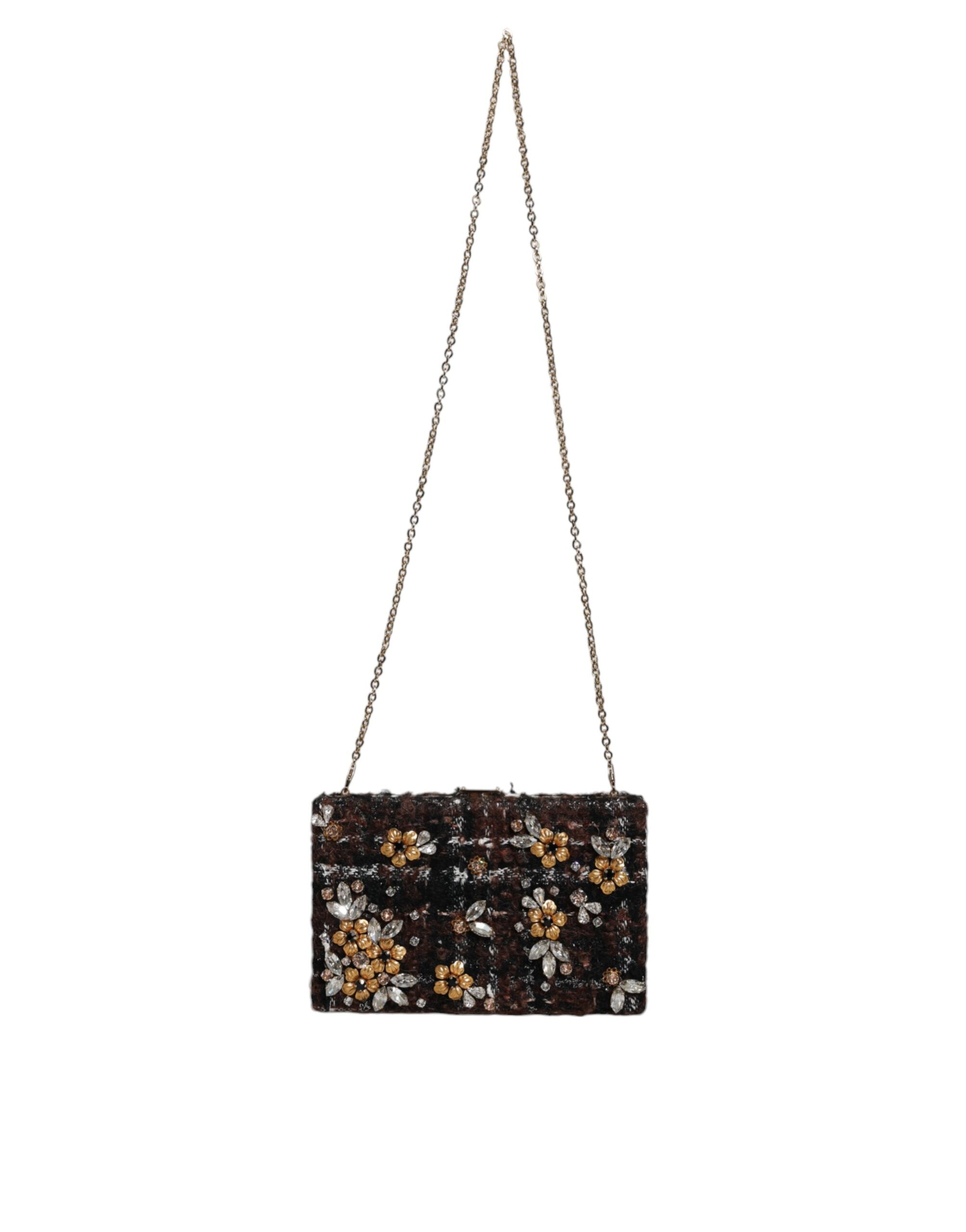 Dolce & Gabbana Multicolor Tweed Floral Clutch Evening Party Purse CrossBody Bag - ACCEXO