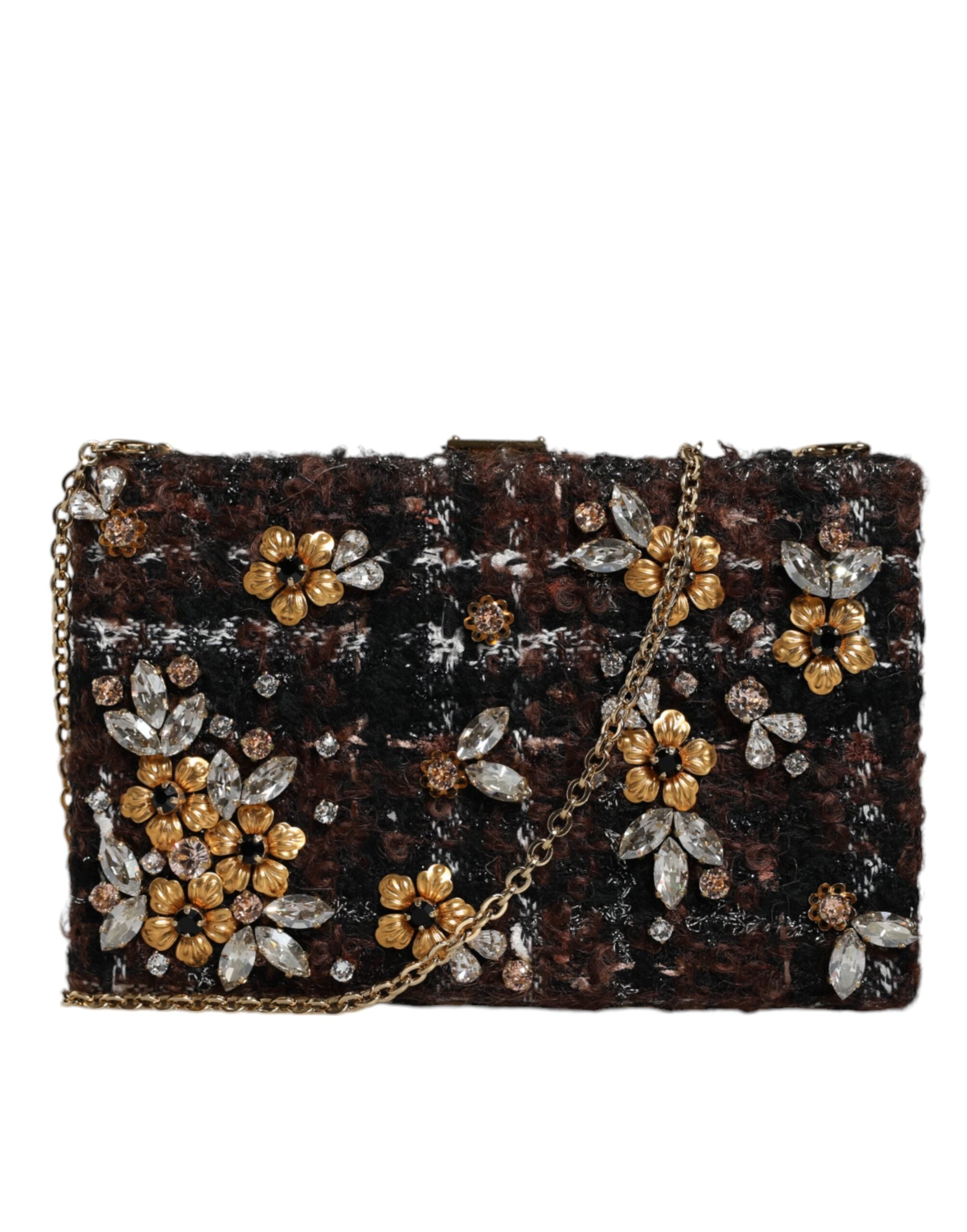 Dolce & Gabbana Multicolor Tweed Floral Clutch Evening Party Purse CrossBody Bag - ACCEXO