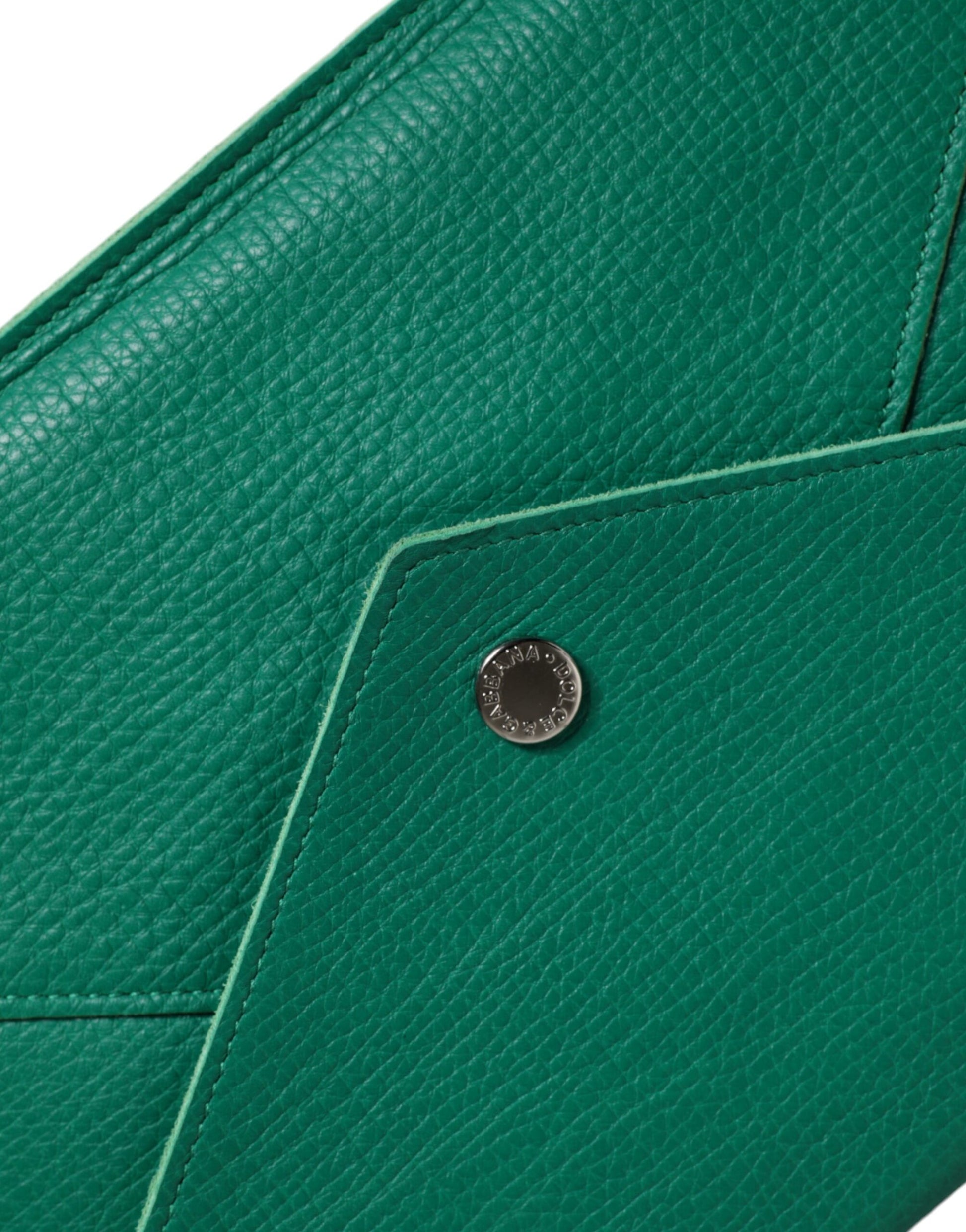 Dolce & Gabbana Green Leather Handbag Clutch Mini Purse Pouch Tablet Case - ACCEXO