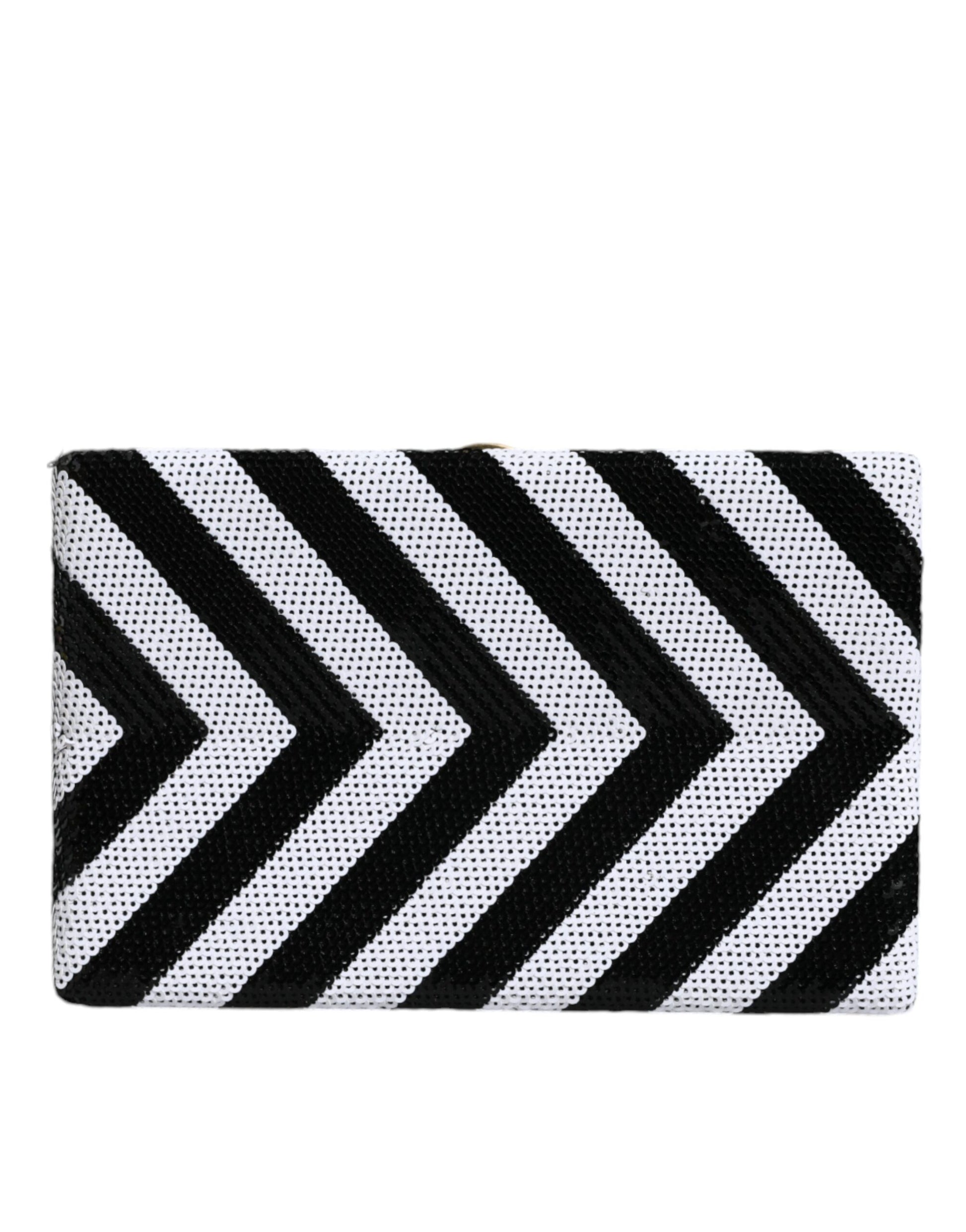 Dolce & Gabbana Black White Gold Frame Clutch Evening Party Purse Bag - ACCEXO