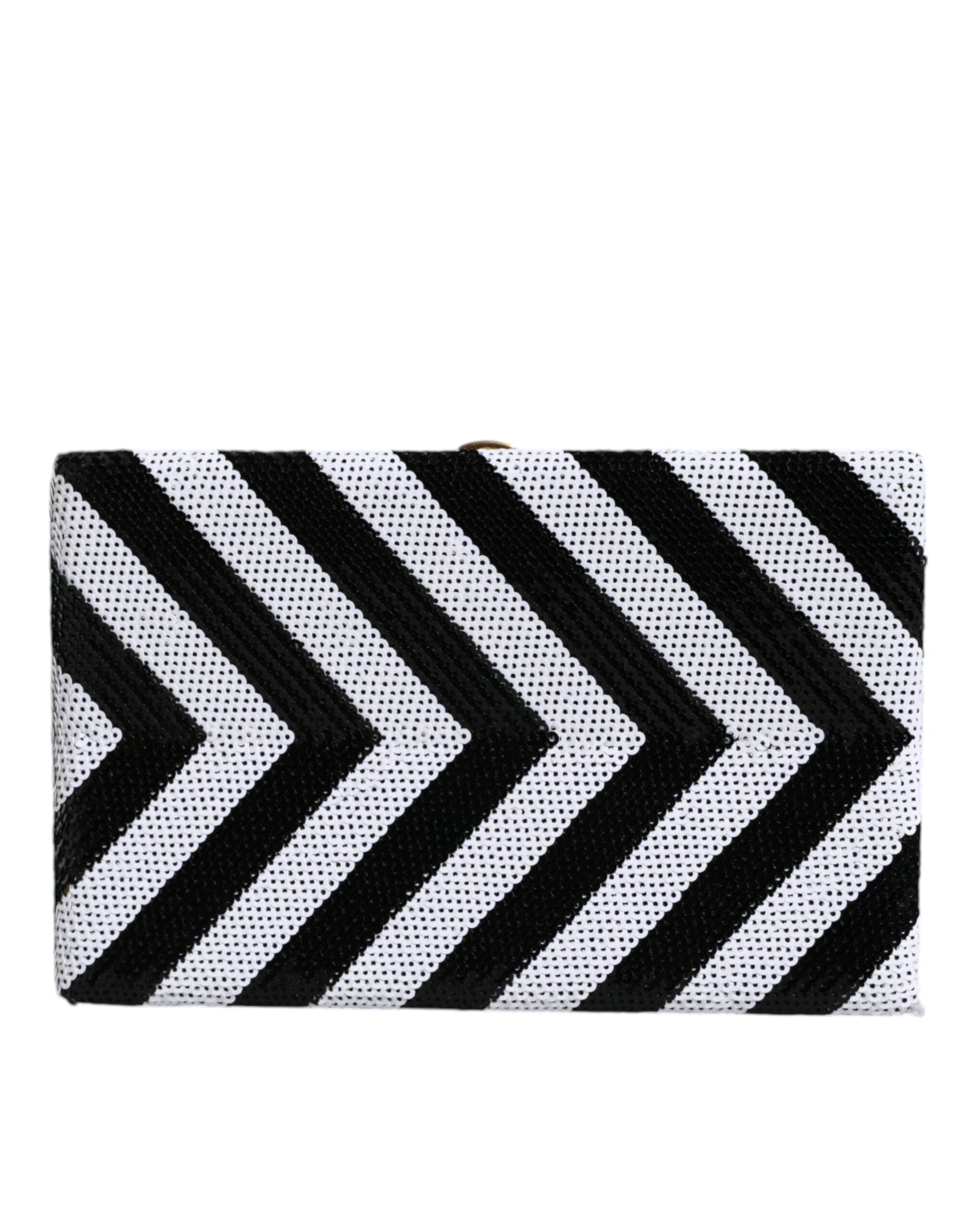 Dolce & Gabbana Black White Gold Frame Clutch Evening Party Purse Bag - ACCEXO