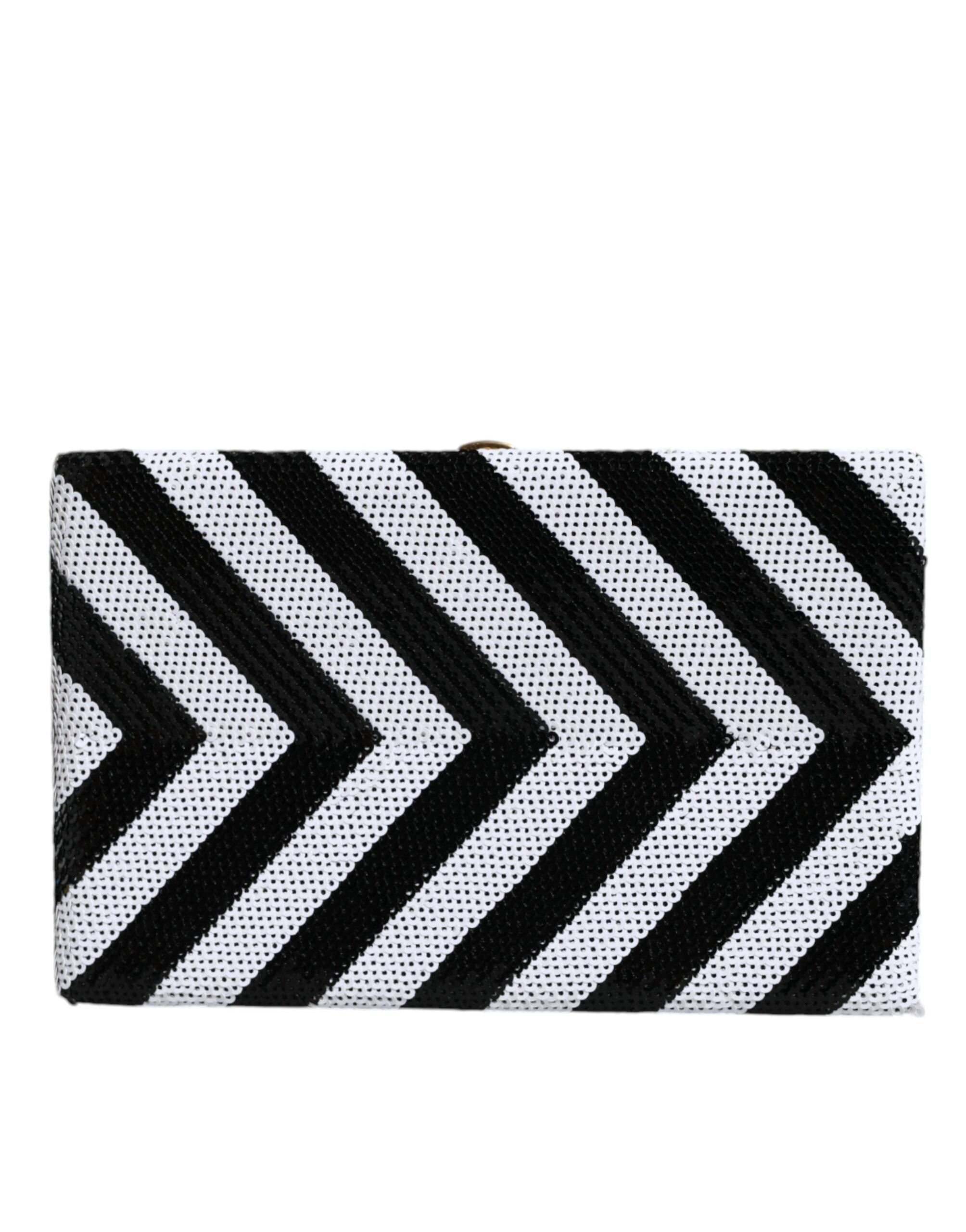 Dolce & Gabbana Black White Gold Frame Clutch Evening Party Purse Bag - ACCEXO