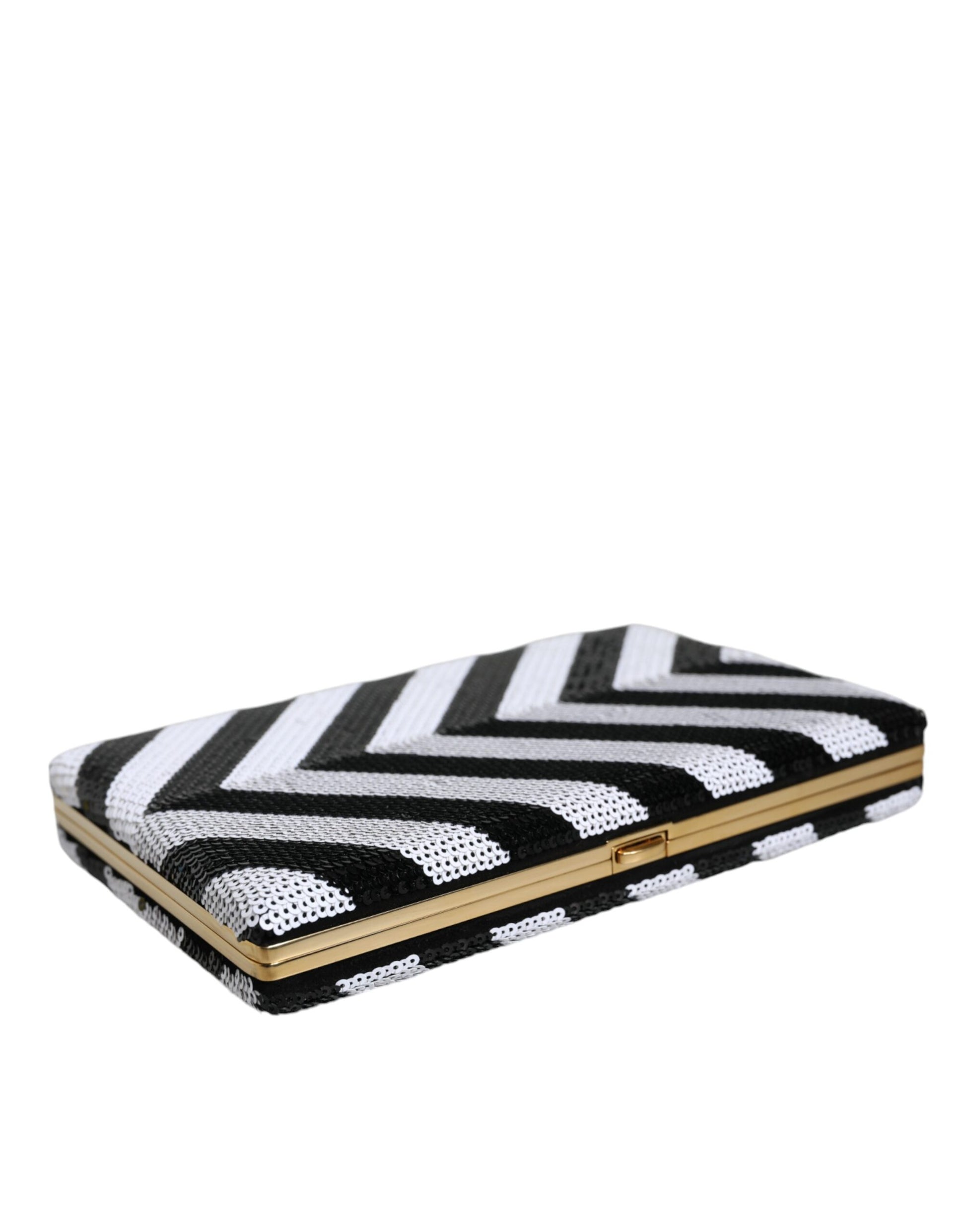 Dolce & Gabbana Black White Gold Frame Clutch Evening Party Purse Bag - ACCEXO