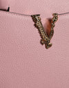 Versace Pink Small Top Handle Grainy Calf Leather Crossbody Bag