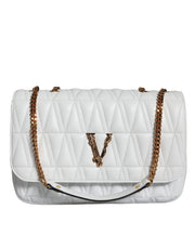 Versace White Mini Nappa Leather Crossbody Shoulder Bag - ACCEXO