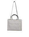 Versace White Top Handle Canvas Leather Logo Crossbody Tote Bag