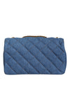 Versace Blue Quilted Denim Leather Crossbody Shoulder Bag