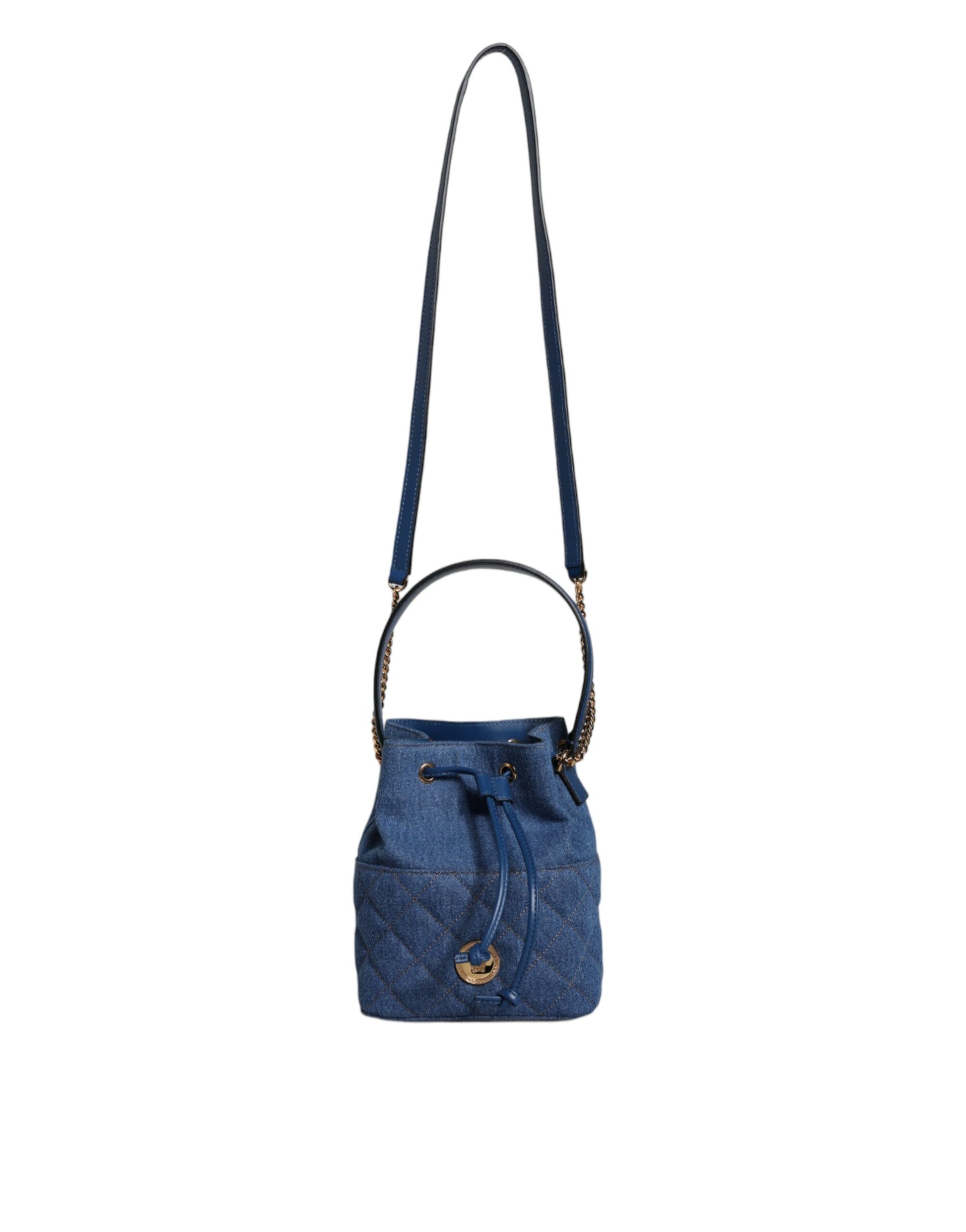 Versace Blue Quilted Denim Leather Crossbody Shoulder Bag - ACCEXO