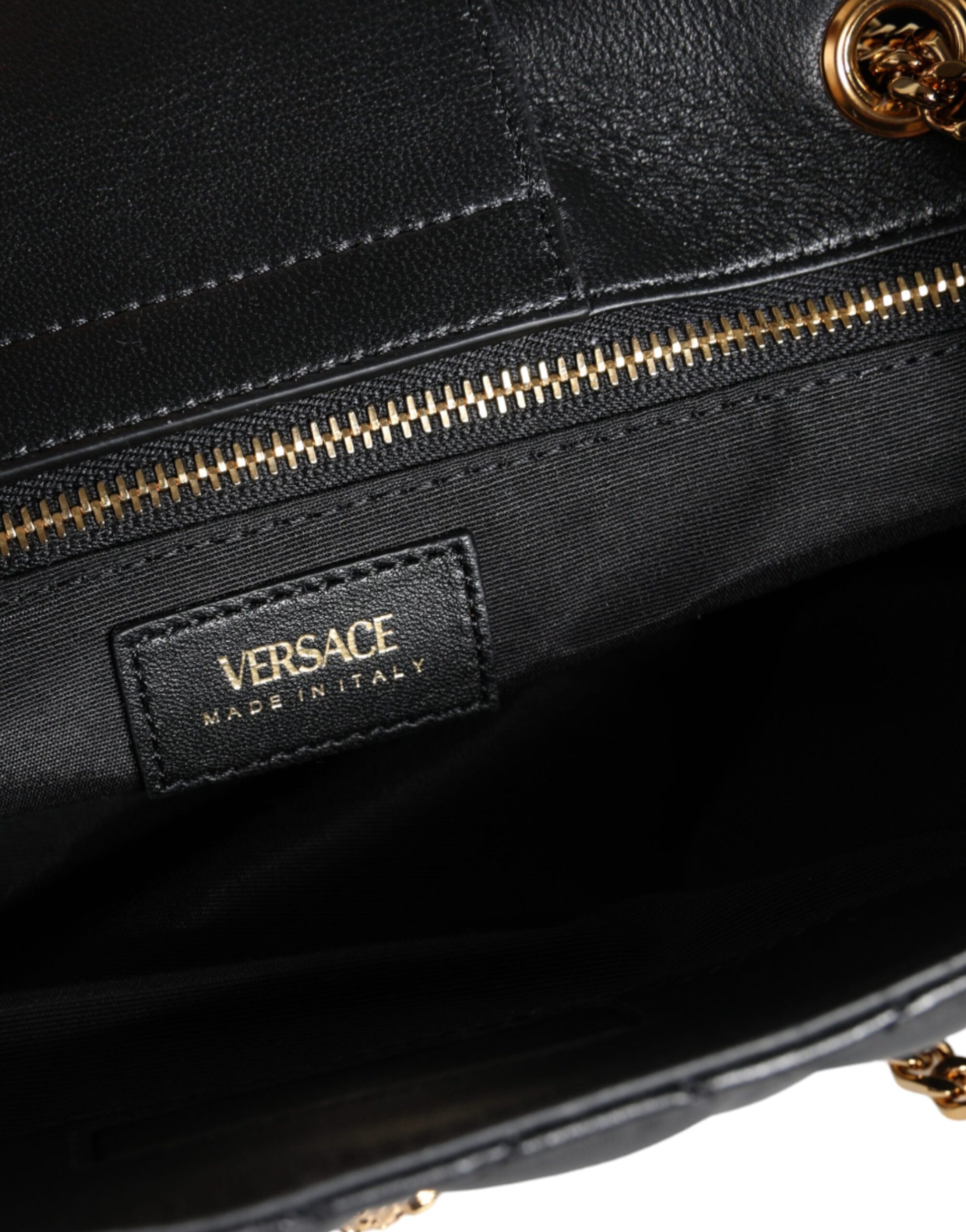 Versace Black Quilted Nappa Leather Shoulder Chain Strap Bag - ACCEXO