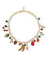 Dolce & Gabbana Gold Tone Brass Fruity Crystal Embellished Waist Chain Belt