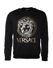 Versace Black Medusa Fleece Cotton Crew Neck Sweatshirt Sweater - ACCEXO