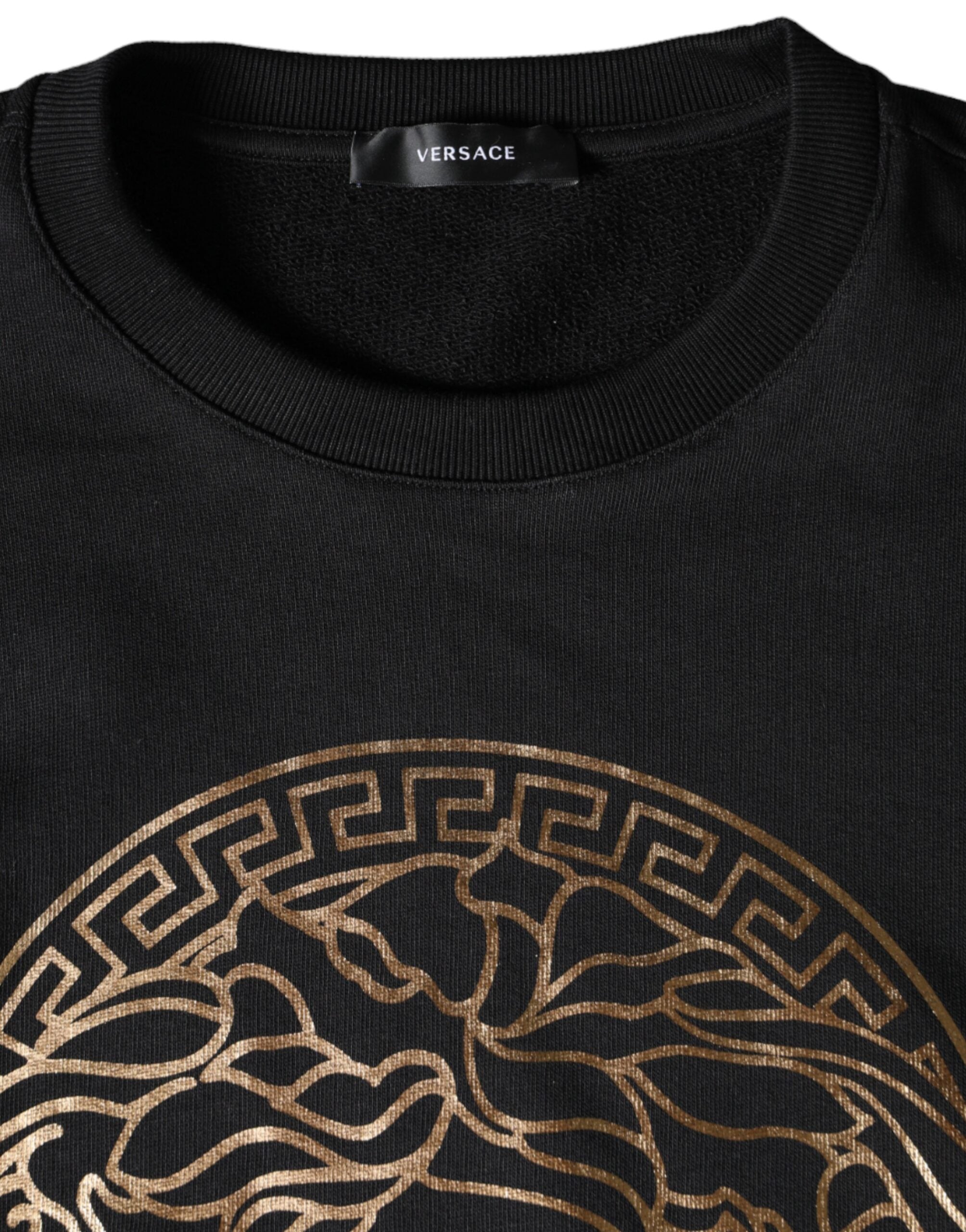 Versace Black Medusa Fleece Cotton Crew Neck Sweatshirt Sweater - ACCEXO