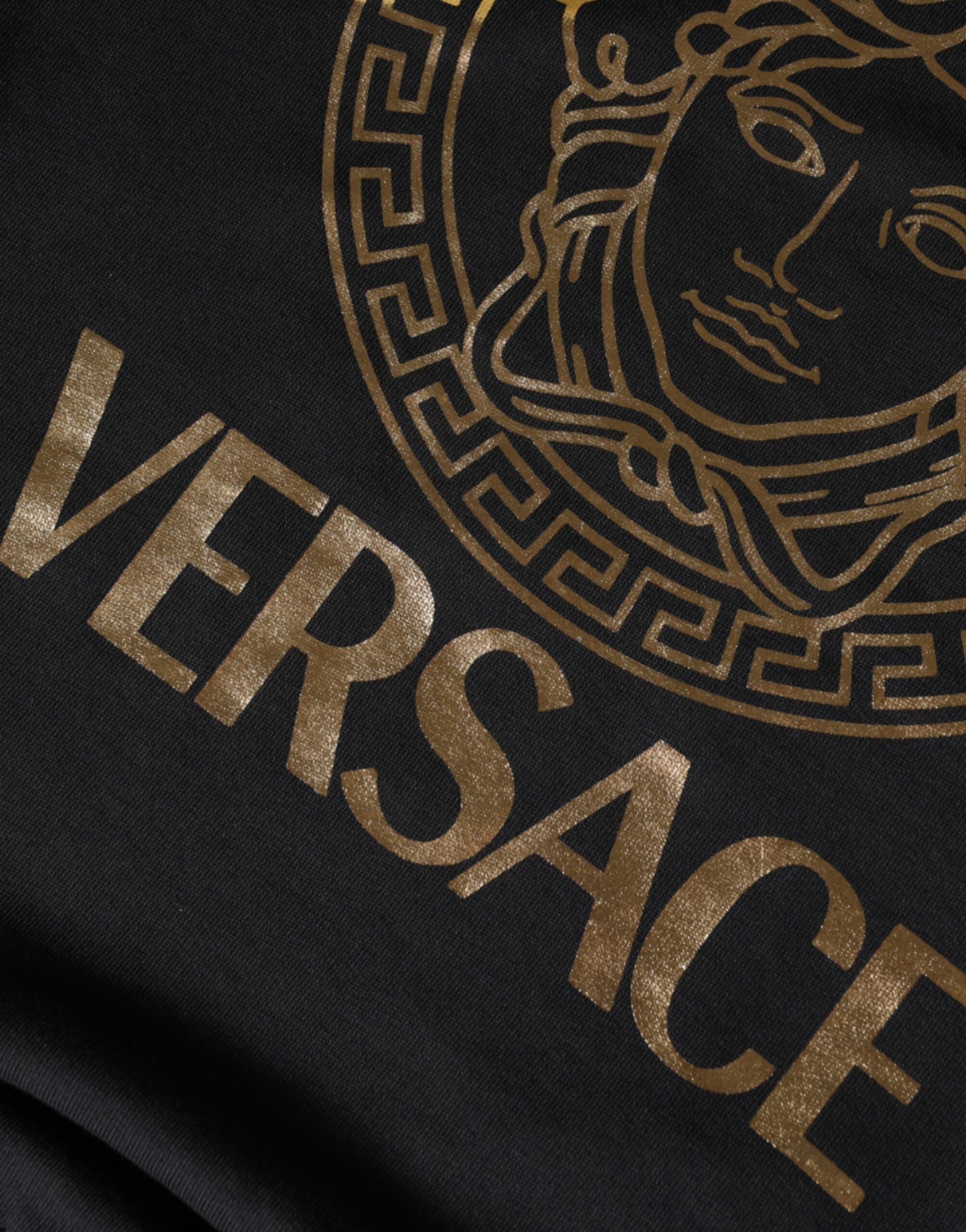 Versace Black Medusa Fleece Cotton Crew Neck Sweatshirt Sweater - ACCEXO