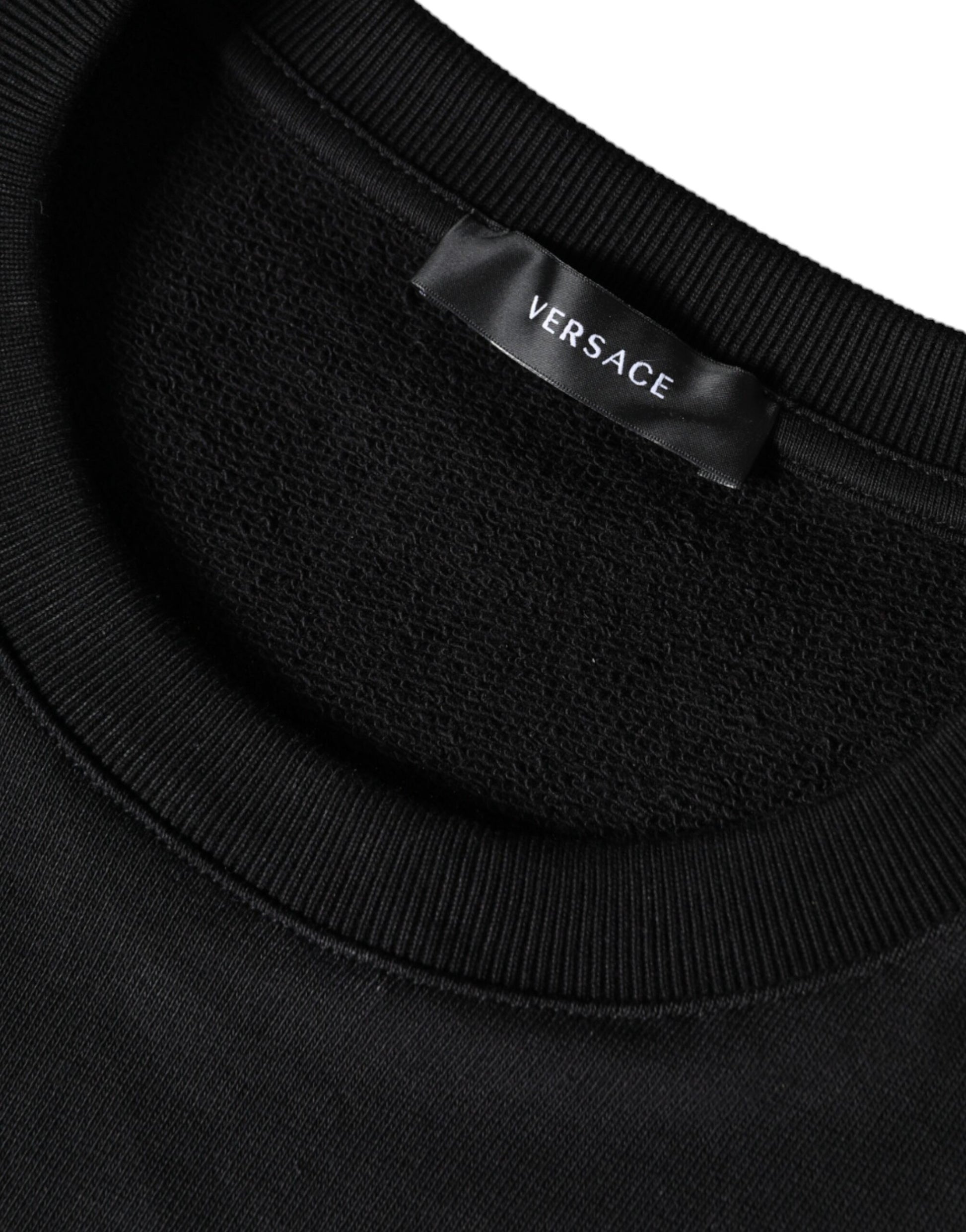 Versace Black Medusa Fleece Cotton Crew Neck Sweatshirt Sweater - ACCEXO