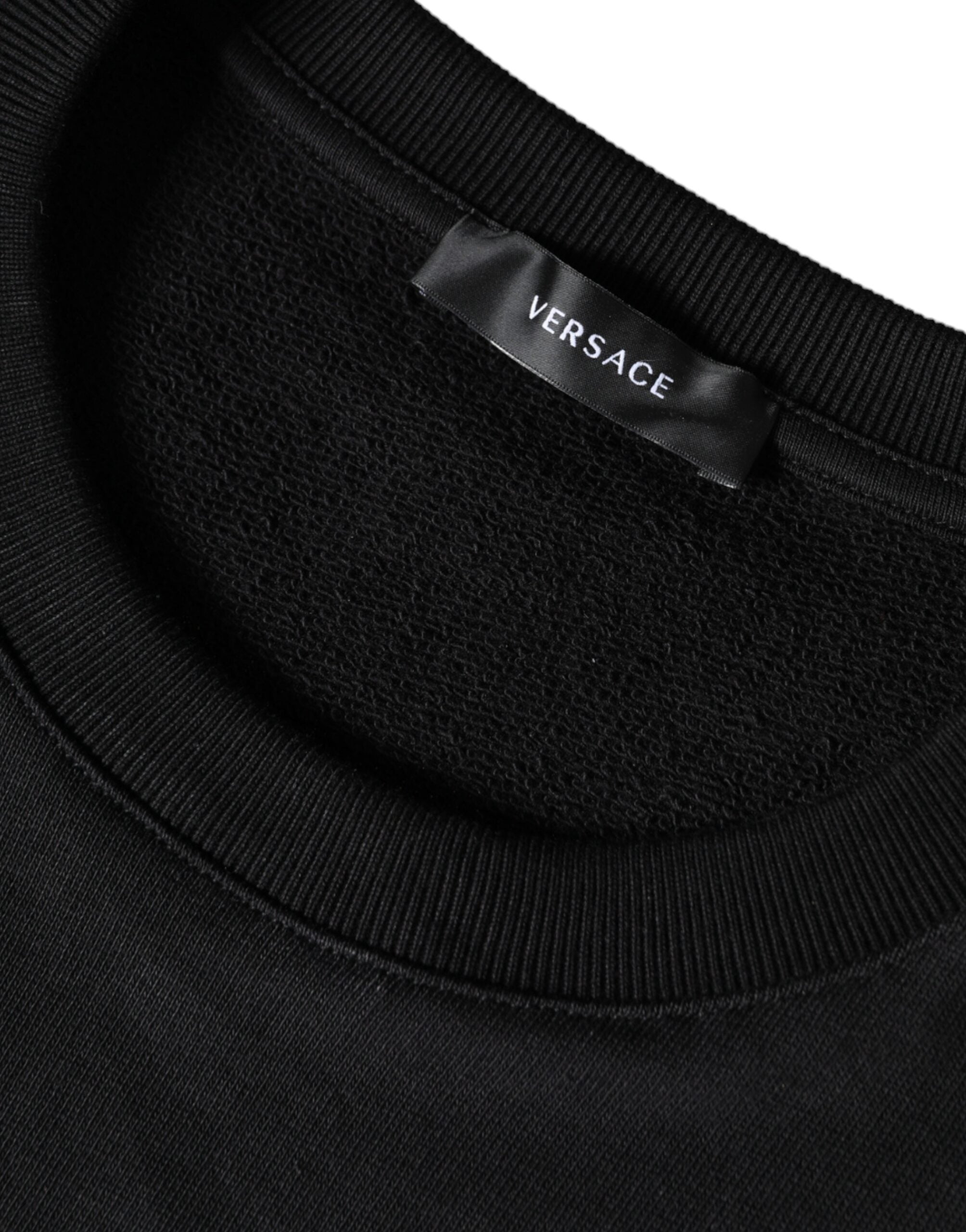 Versace Black Medusa Fleece Cotton Crew Neck Sweatshirt Sweater - ACCEXO
