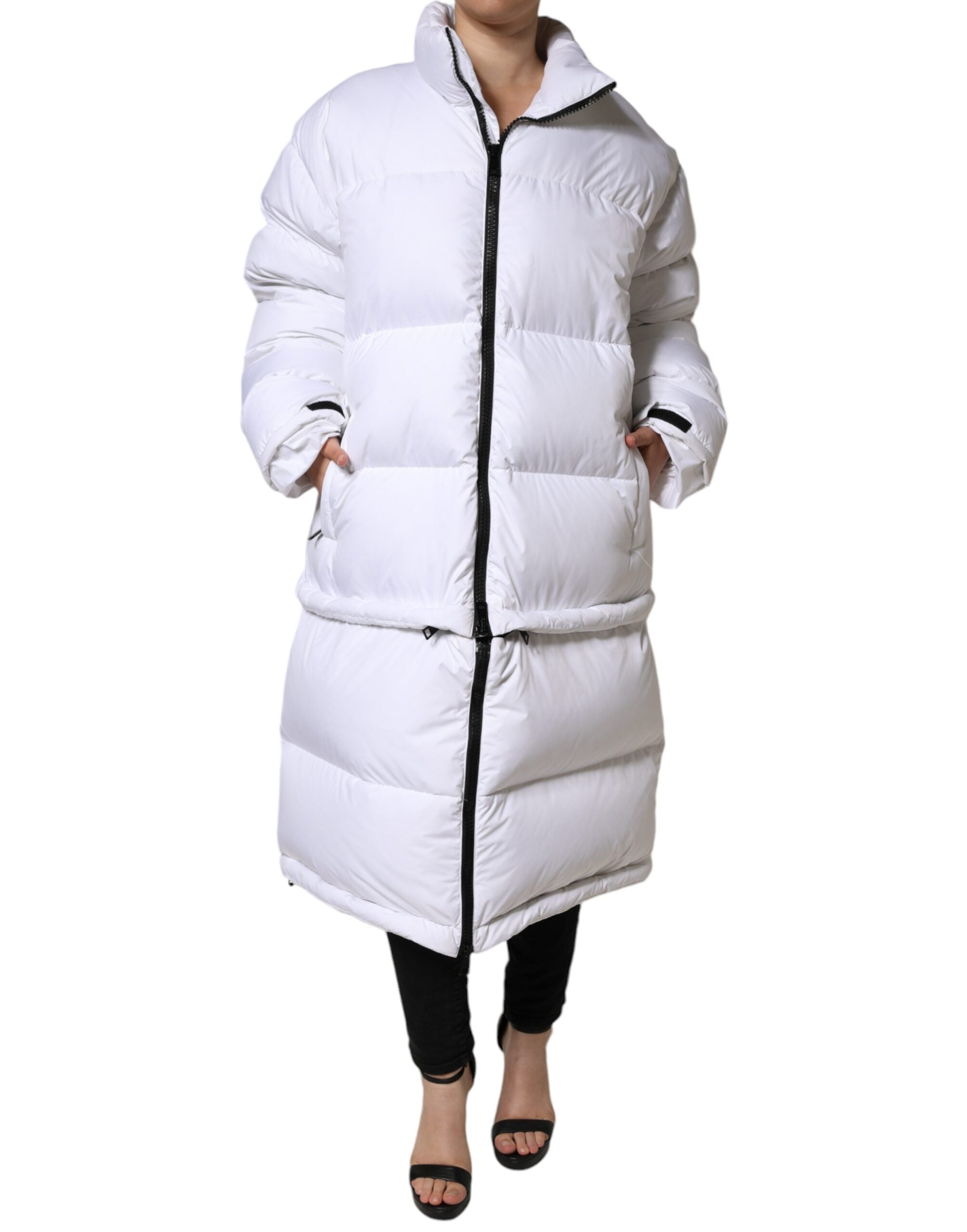 Dolce & Gabbana White Puffer Quilted Full Zip Coat Jacket - ACCEXO