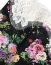 Dolce & Gabbana Black Floral Lace Short Sleeves Blouse Top