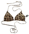 Dolce & Gabbana Brown Leopard Halter Beachwear Swimwear Bikini Top