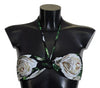 Dolce & Gabbana Black Floral Halter Beachwear Swimwear Bikini Top