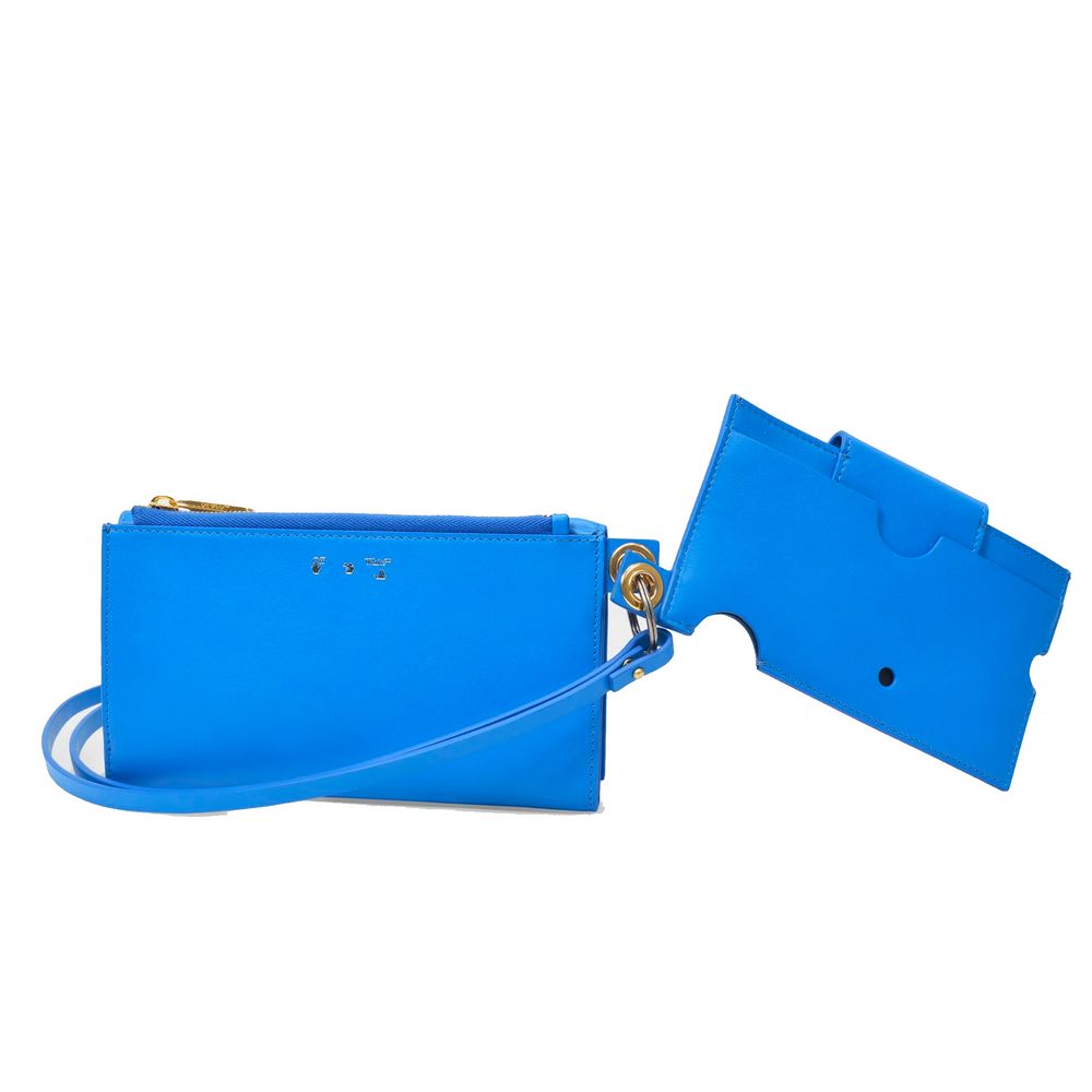 Off-White Blue Leather Shoulder Bag - ACCEXO